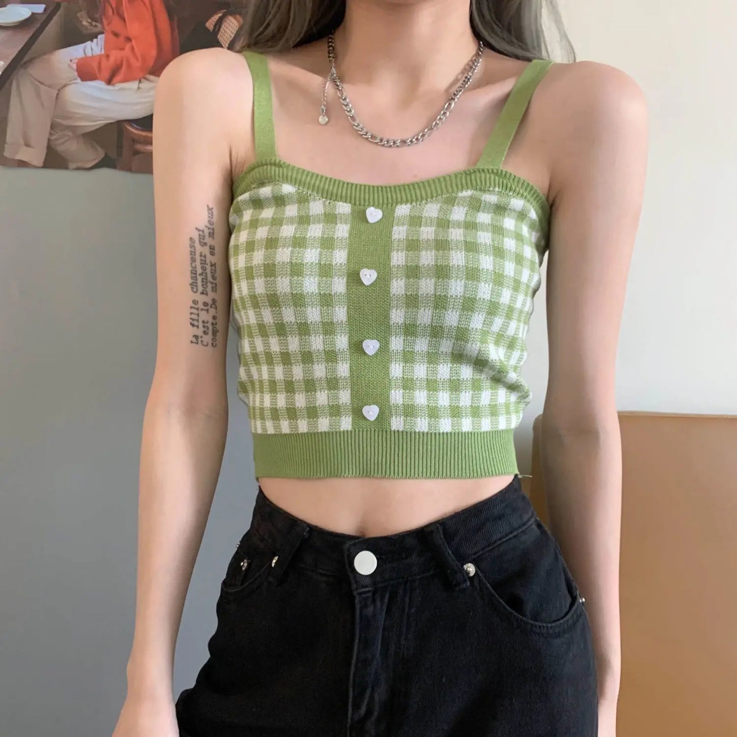 Plaid Button Women's Top